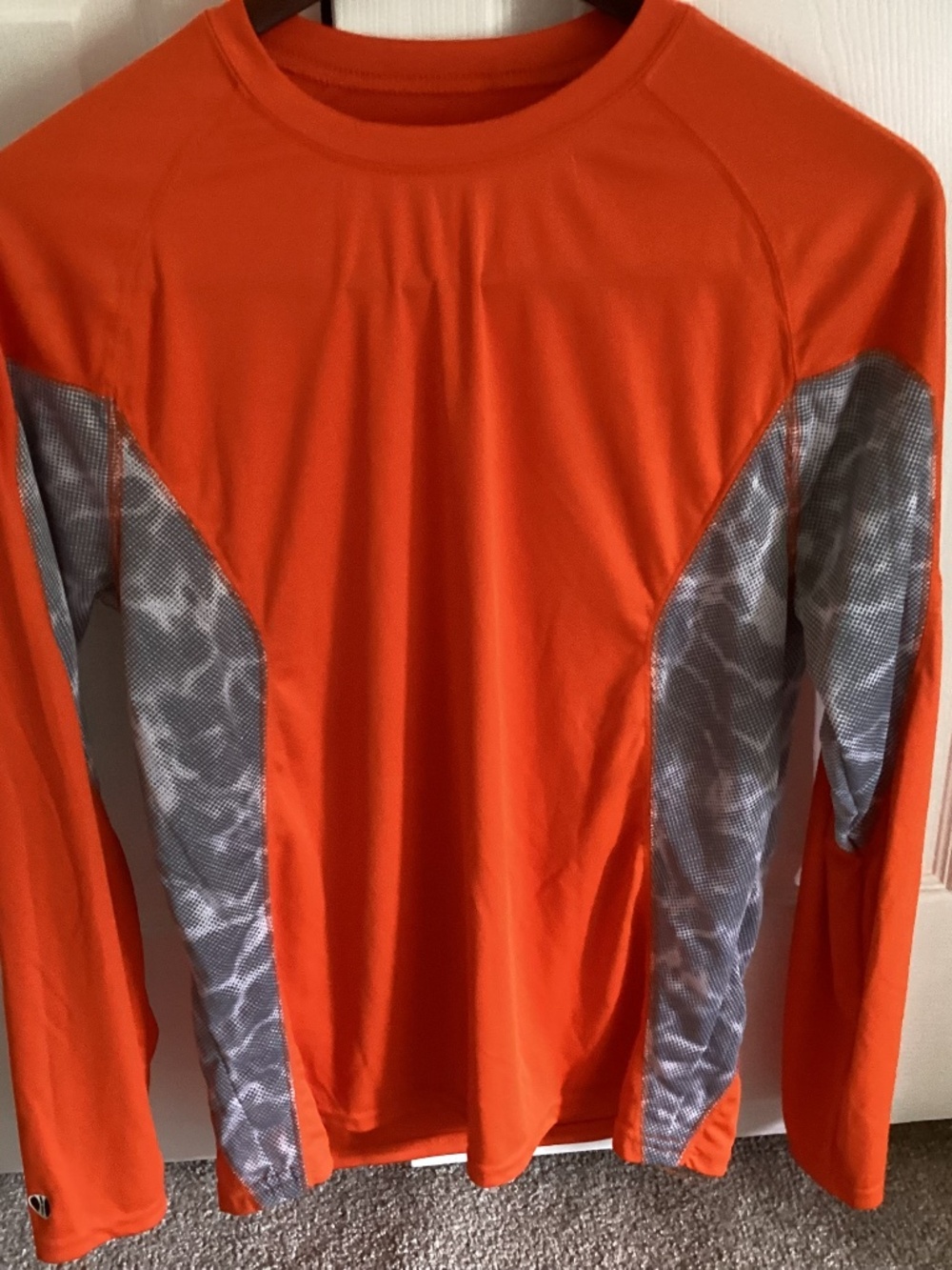 Men’s Holloway Dri-Excel Long Sleeve Shirt Orange and Gray Camouflage LG